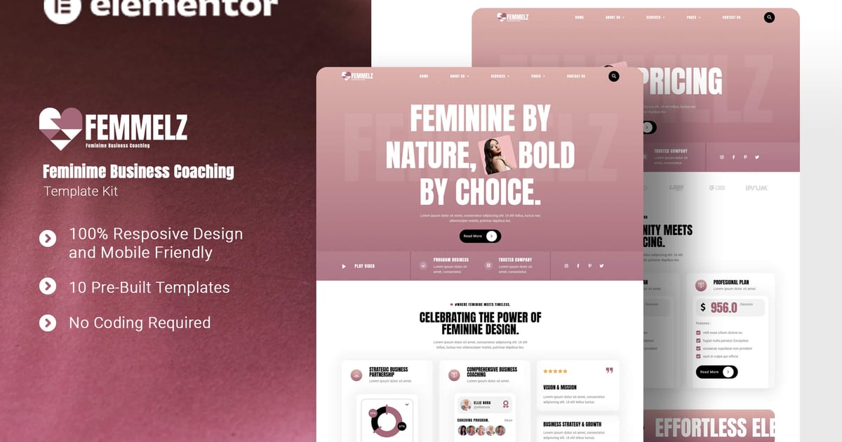 Femmelz - Feminime Business Coaching Elementor Template Kit