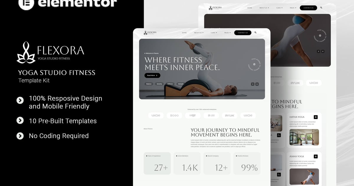 Flexora - Yoga Studio Fitness Elementor Template Kit