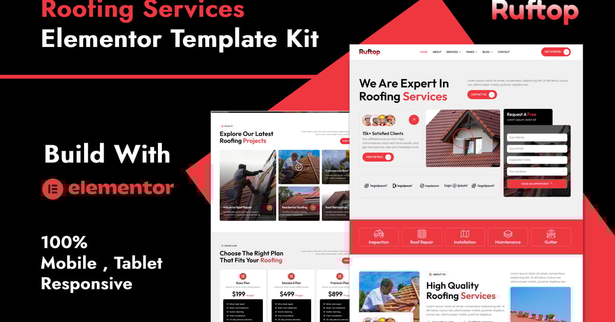 Ruftop - Roofing Services Elementor Template Kit