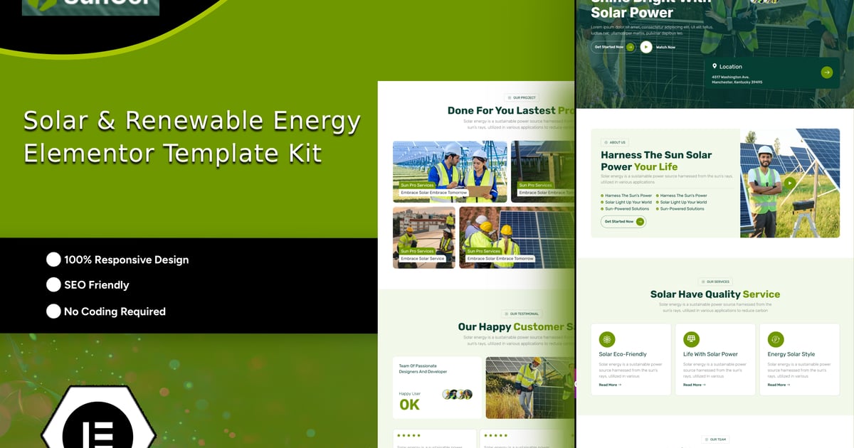 Suncor - Solar & Renewable Energy Elementor Template Kit