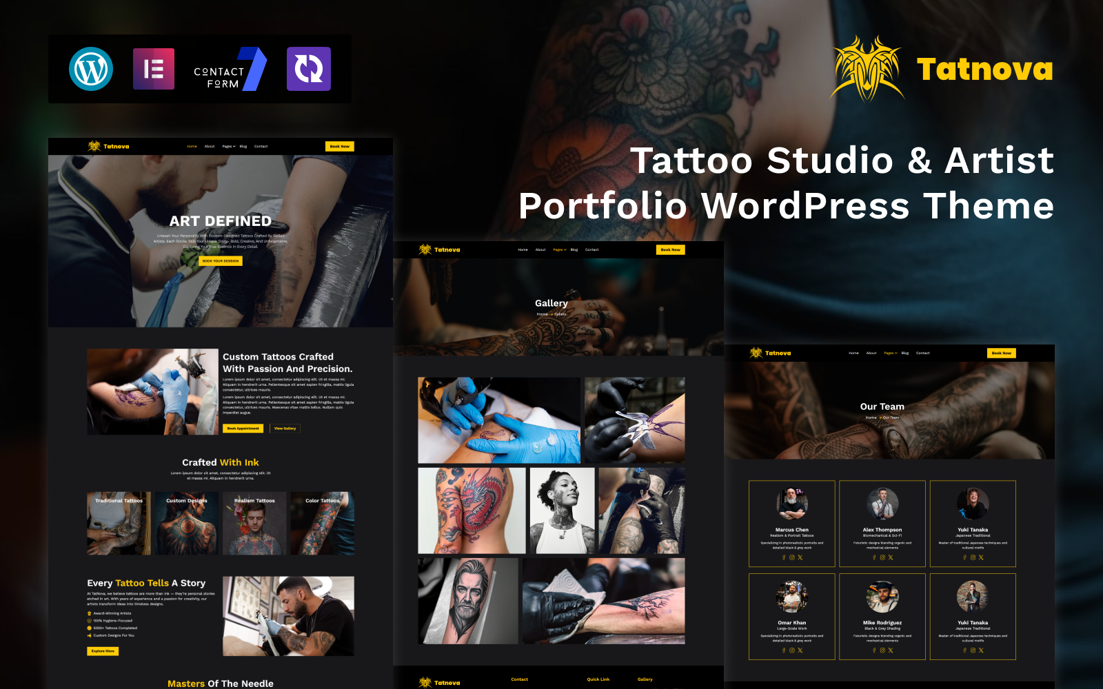 Tatnova – Tattoo Studio & Artist Portfolio WordPress Theme