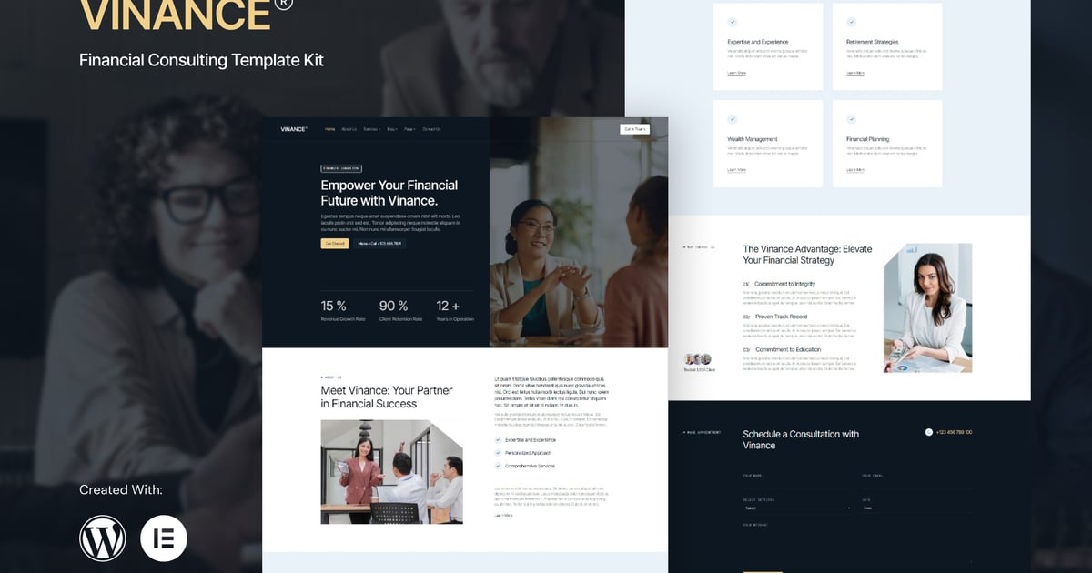 Vinance - Financial Consulting Elementor Template Kit