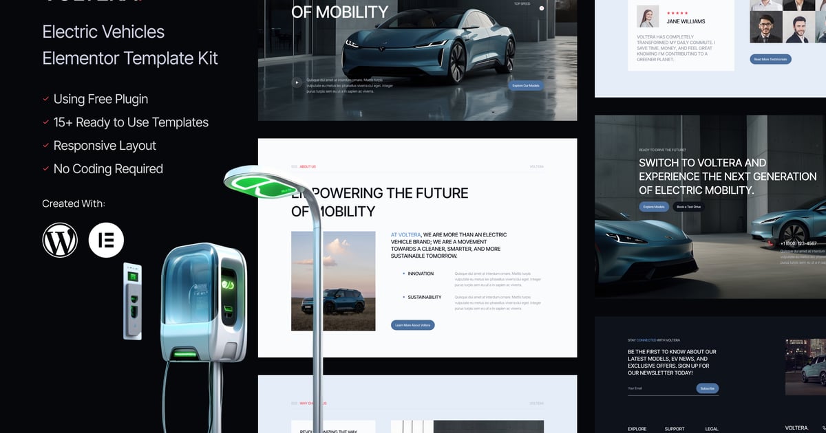 Voltera - Electric Vehicles Elementor Template Kit