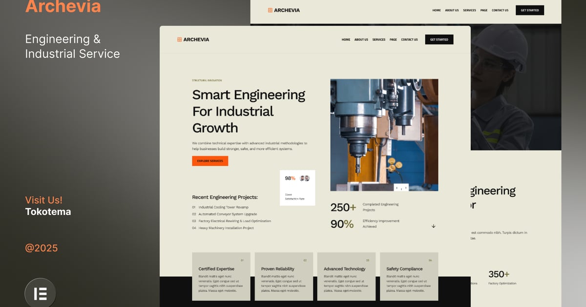 Archevia - Engineering & Industrial Service Website Elementor Kit