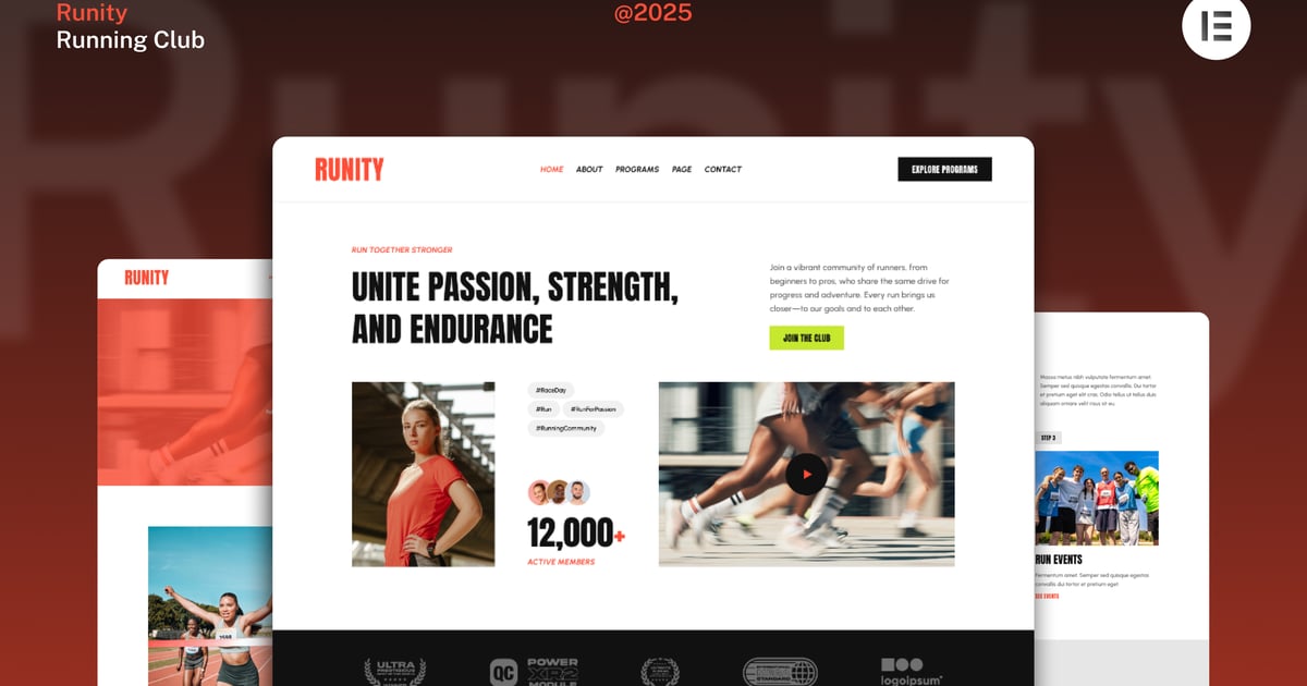 Runity - Running Club Marathon & Sport Event Website Elementor Kit