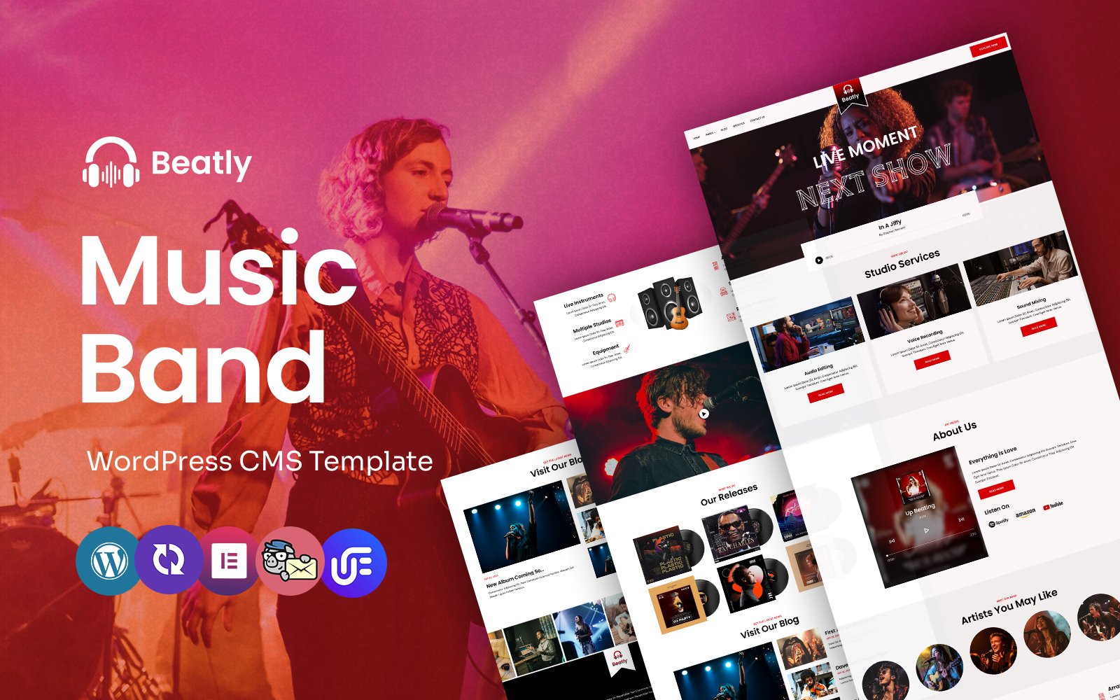 Beatly - Music Band and Musical Event WordPress CMS Elementor Template WordPress Theme