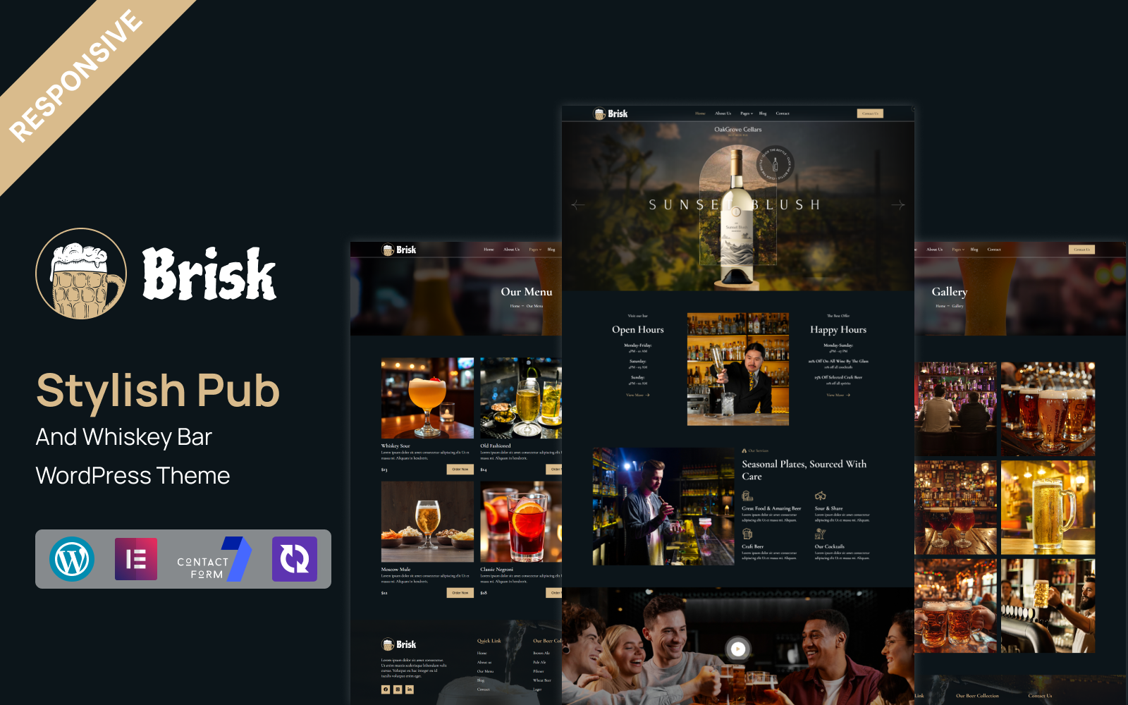 Brisk - Stylish Pub & Whiskey Bar WordPress Elementor Theme WordPress Theme