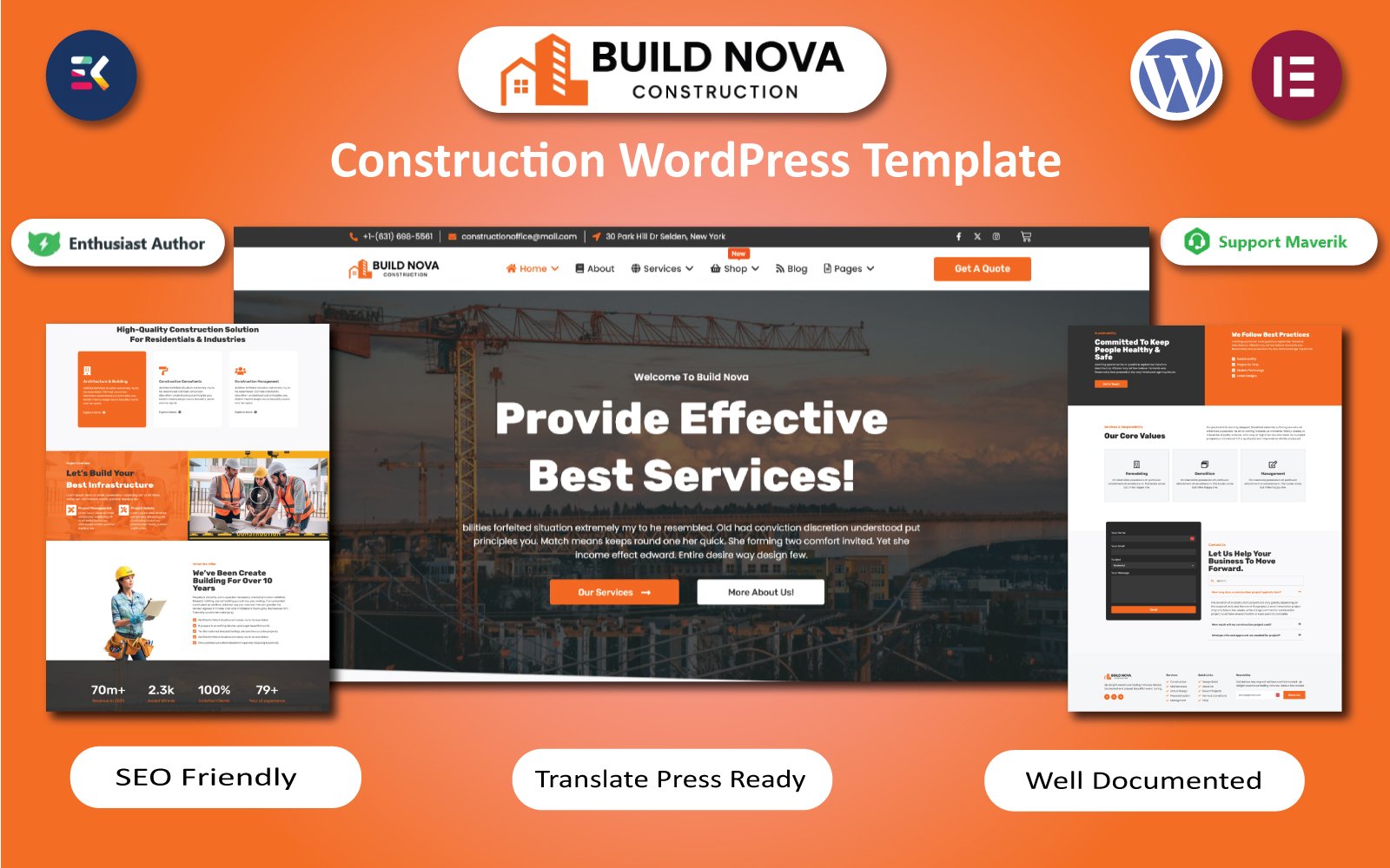 Build Nova - Construction, Paving, Plumbing, and Roofing WordPress Elementor Template WordPress Theme
