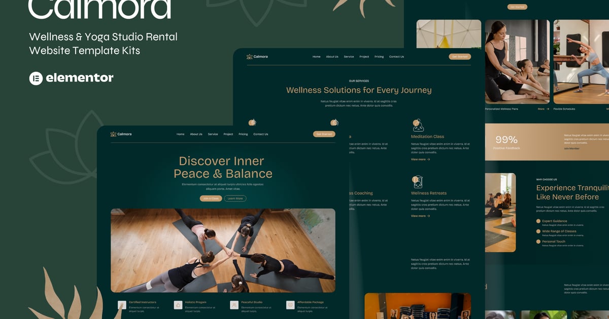 Calmora - Wellness & Yoga Studio Website Elementor Template Kits
