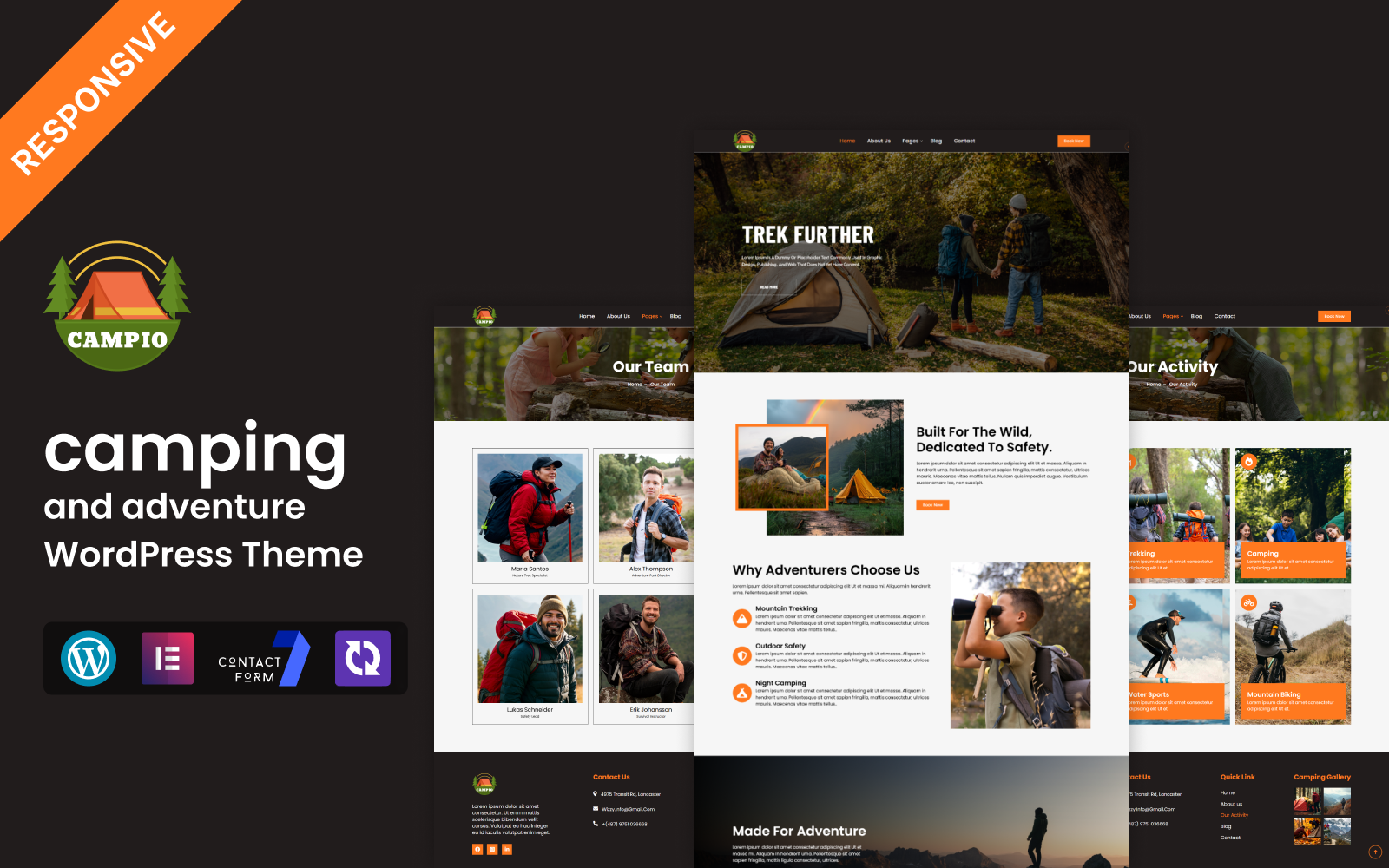 Campio - camping, hiking and adventure WordPress Elementor Theme WordPress Theme