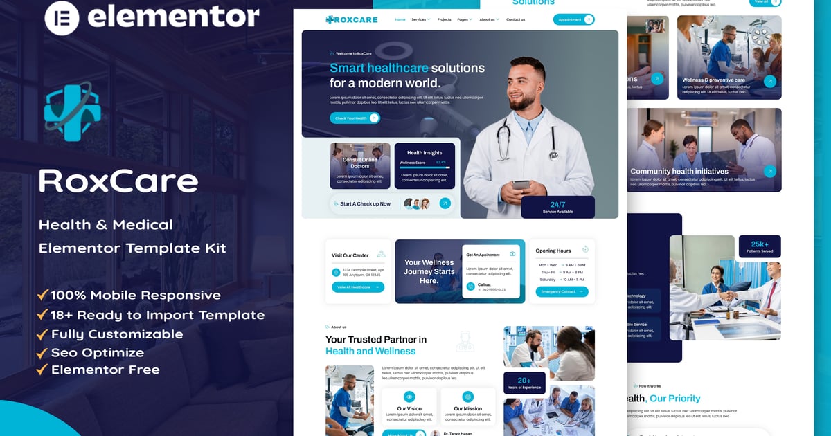 RoxCare - Health & Medical Elementor Template Kit