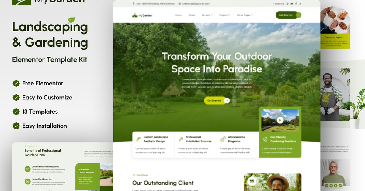 MyGarden - Landscaping & Gardening Elementor Template Kit
