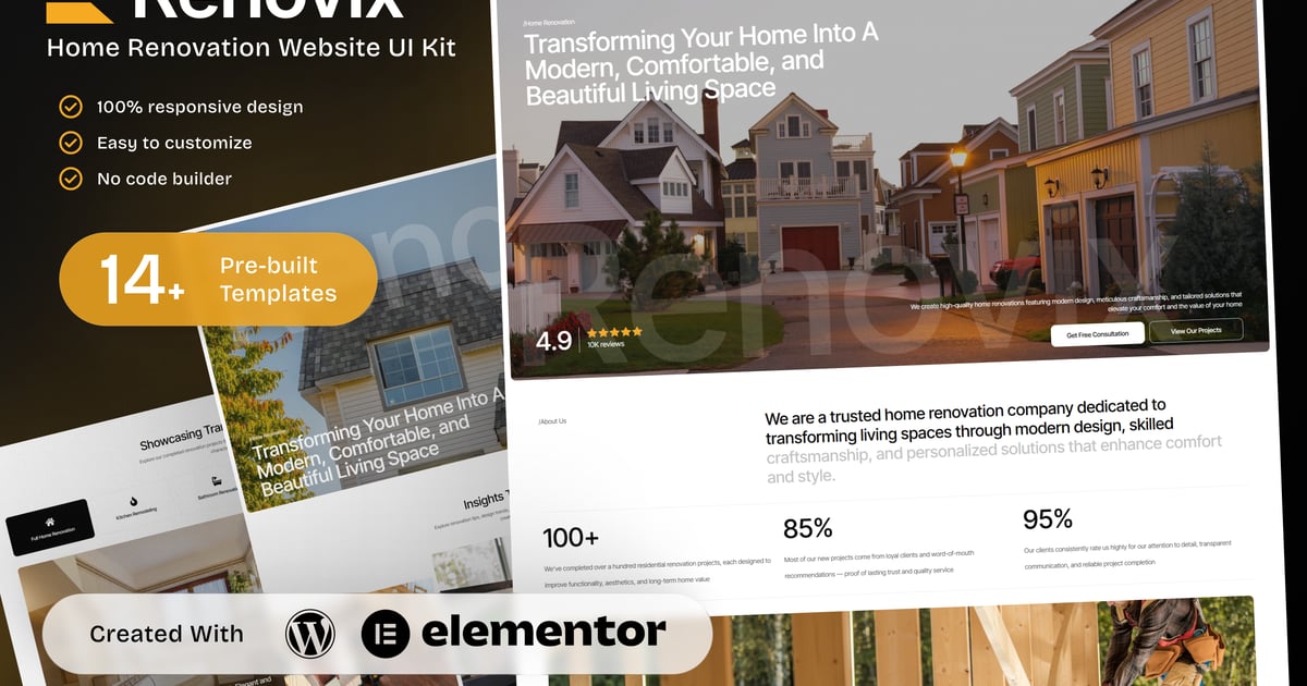 Renovix - Home Renovation Elementor Template Kit