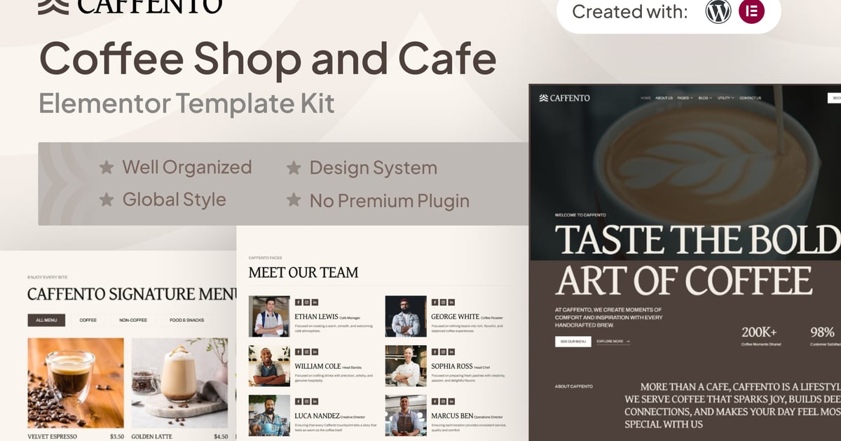 Caffento - Coffee Shop and Cafe Elementor Template Kit