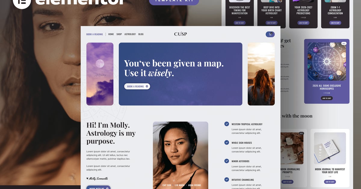 Cusp - Astrology & Horoscope Elementor Pro Template Kit