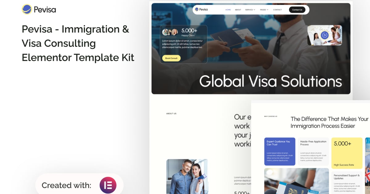 Pevisa - Immigration & Visa Consulting Elementor Template Kit
