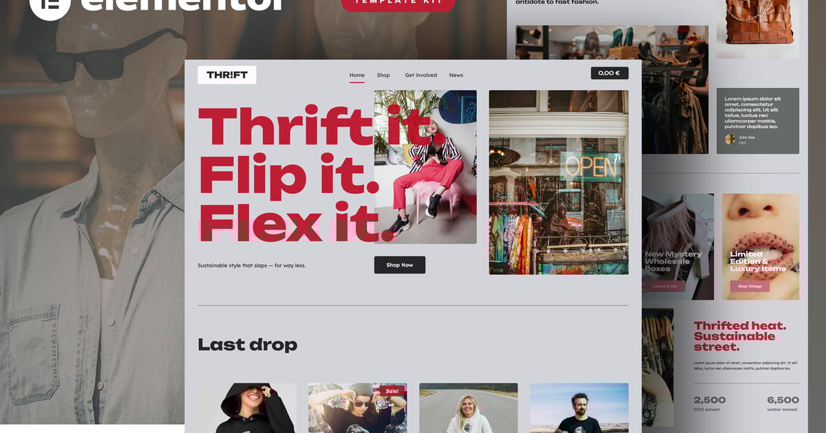 Thrift - Vintage & Second Hand Shop Elementor Pro Template Kit