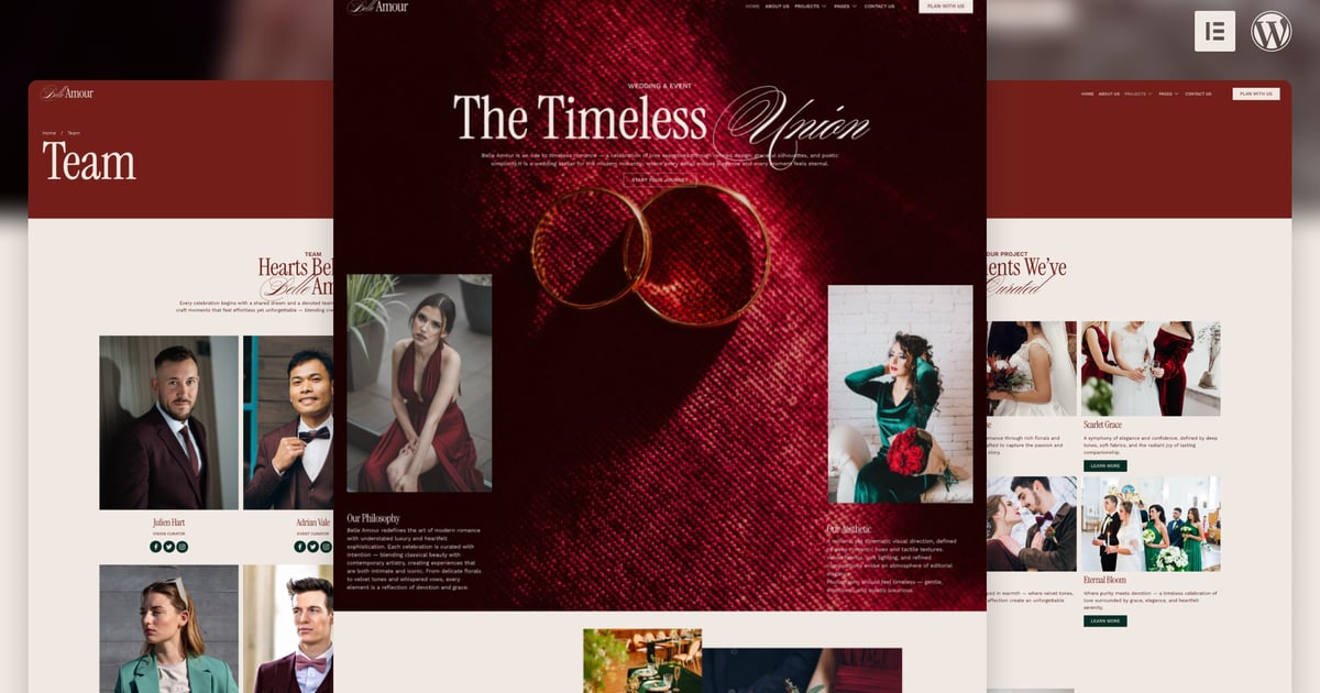 Belle Amour - Modern Elegant Wedding Planner Elementor Template Kit