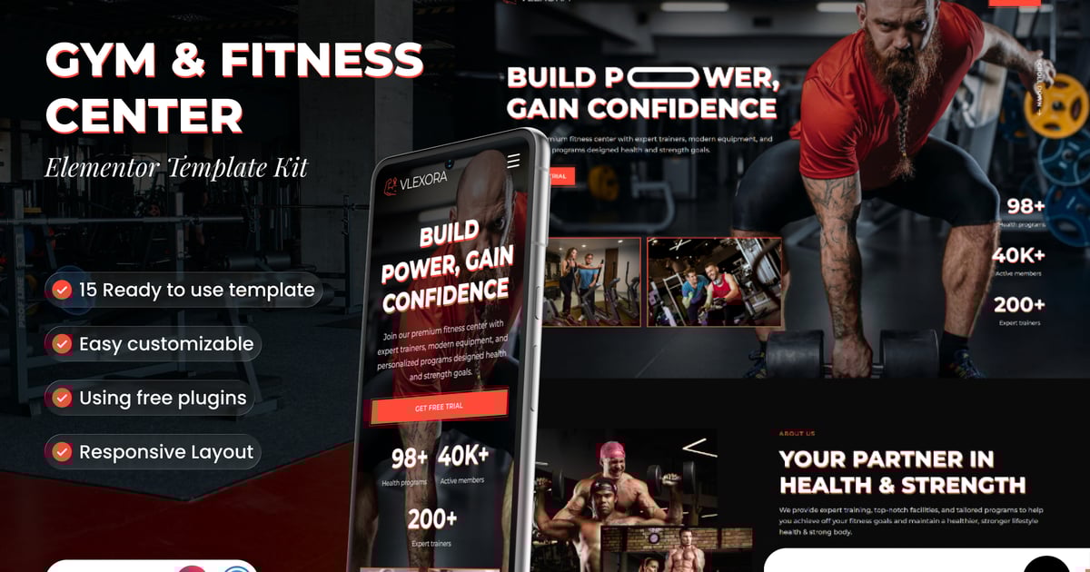 Vlexora - Gym & Fitness Center Elementor Template Kit