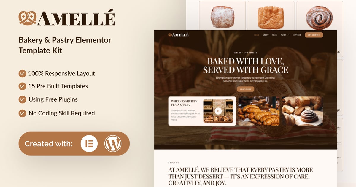Amelle - Bakery & Pastry Elementor Template Kit