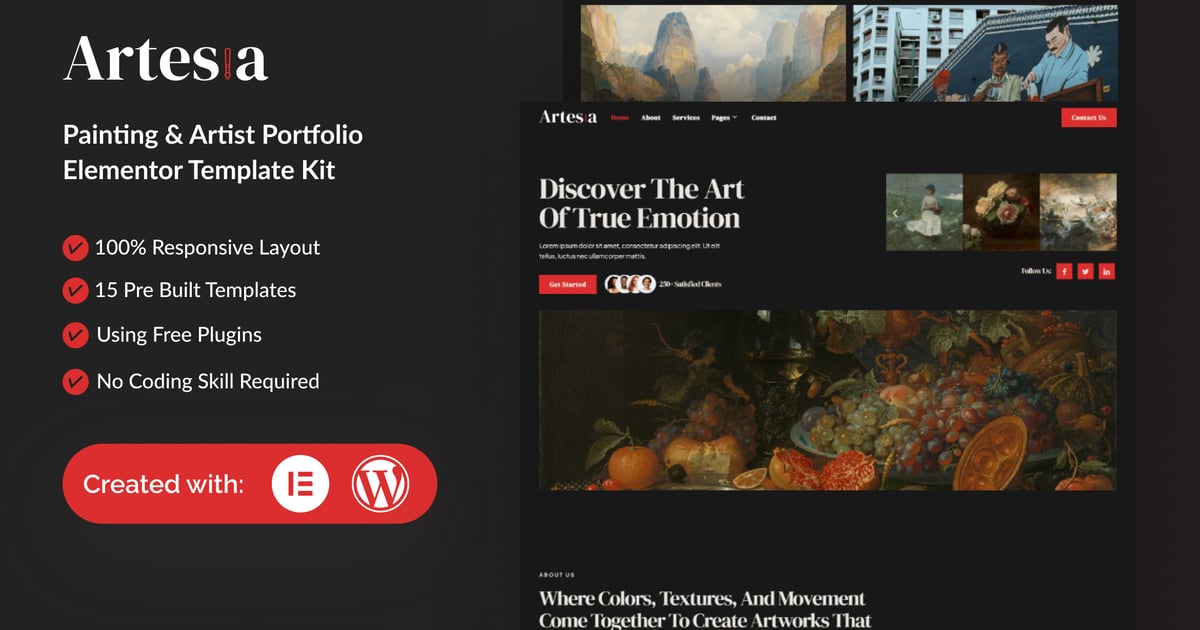 Artesia - Painting & Artist Elementor Template Kit