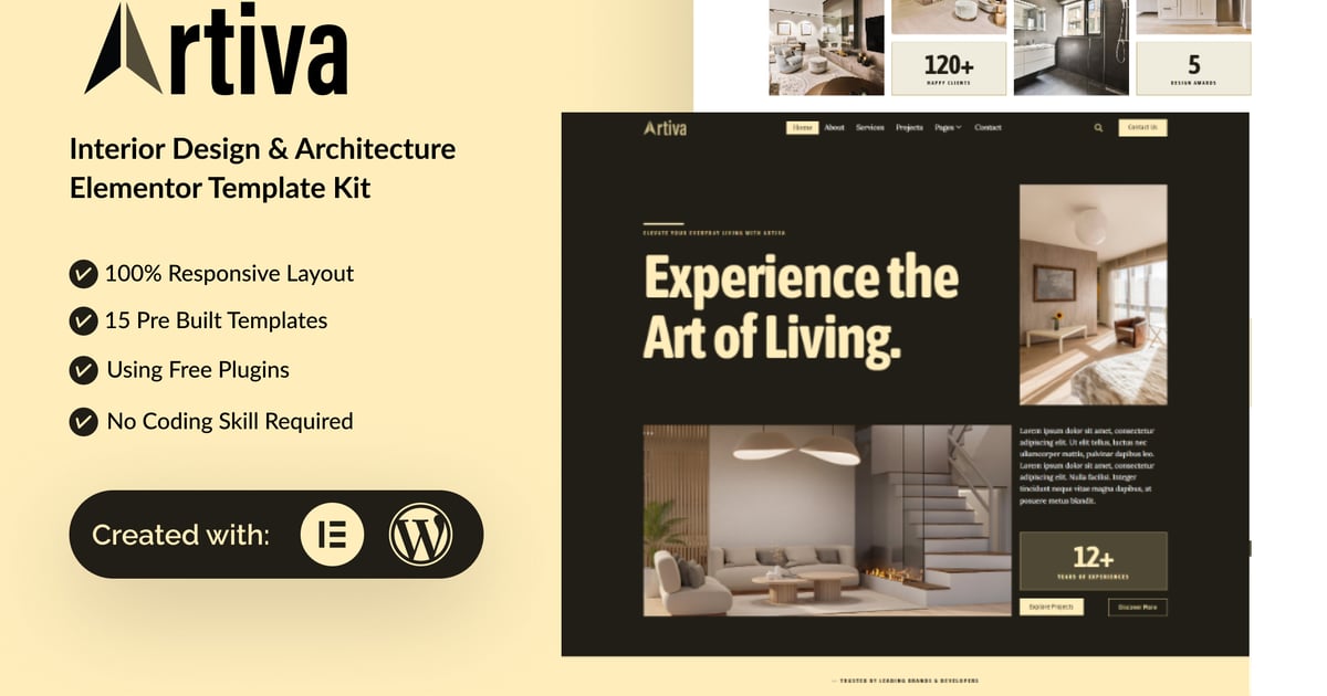 Artiva - Interior Design & Architecture Elementor Template Kit