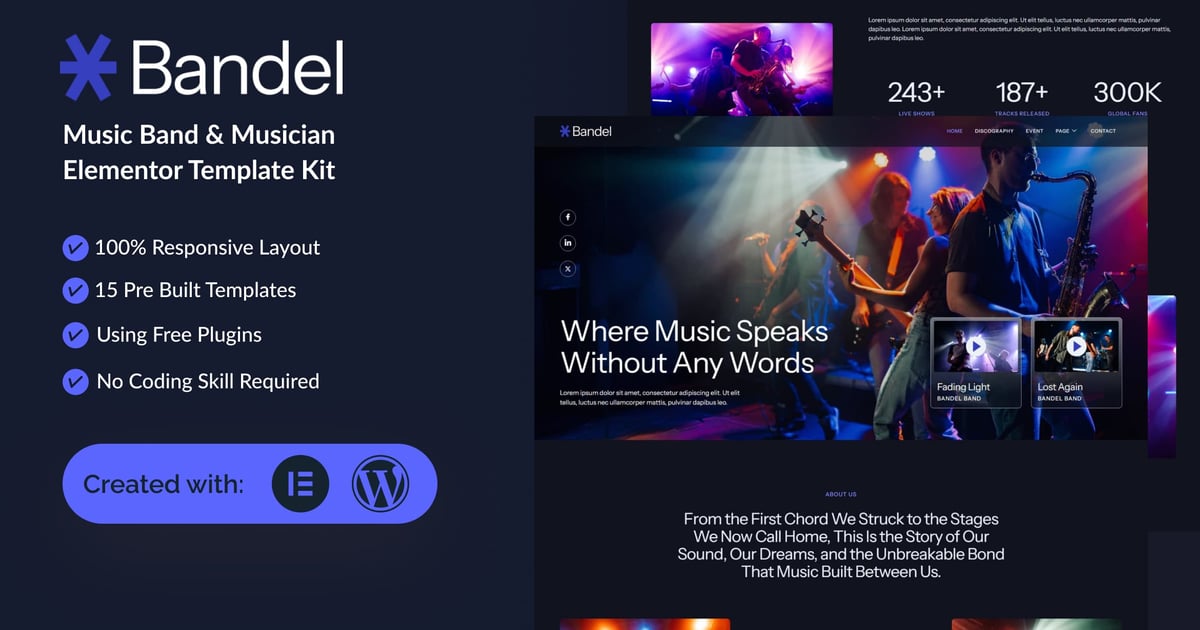 Bandel - Music Band & Musician Elementor Template Kit