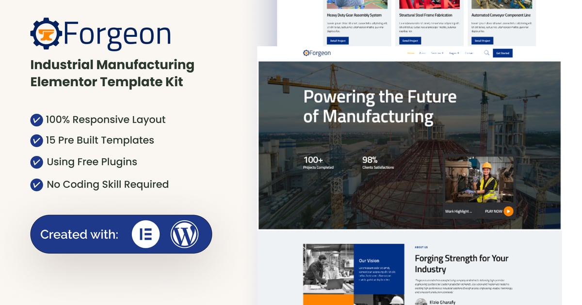 Forgeon - Industrial & Manufacturing Elementor Template Kit
