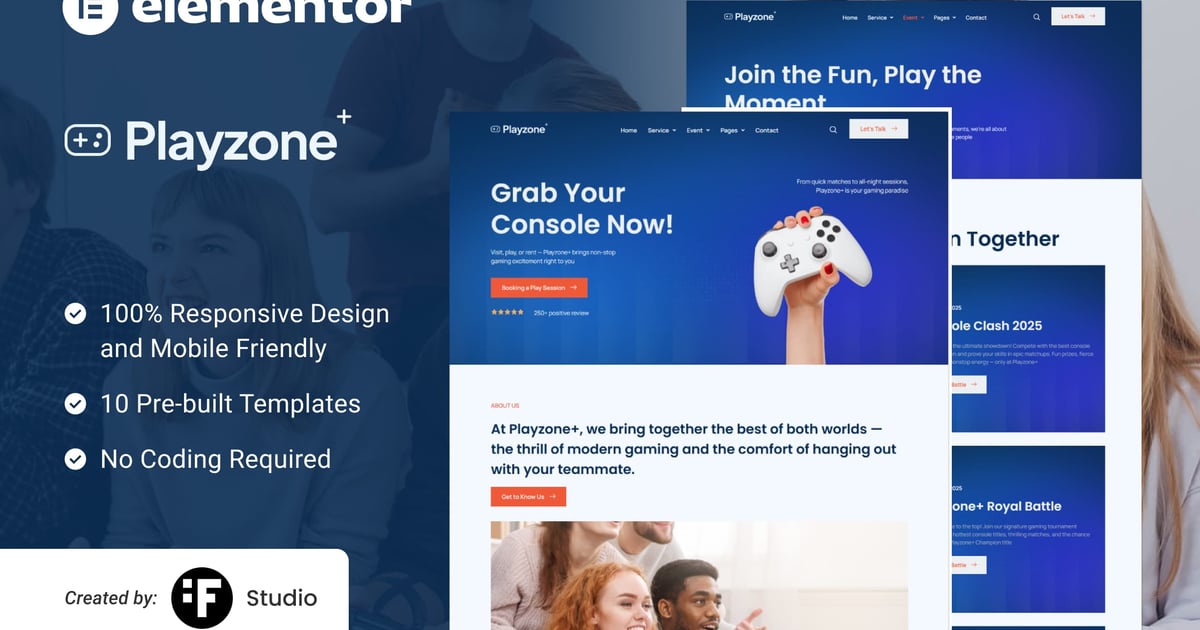 Playzone – Game Rental & Device Care Elementor Template Kit