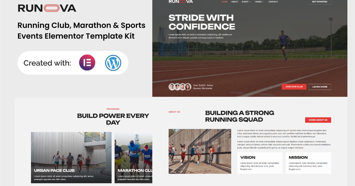 Runova - Marathon & Sports Events Running Club Elementor Template Kit