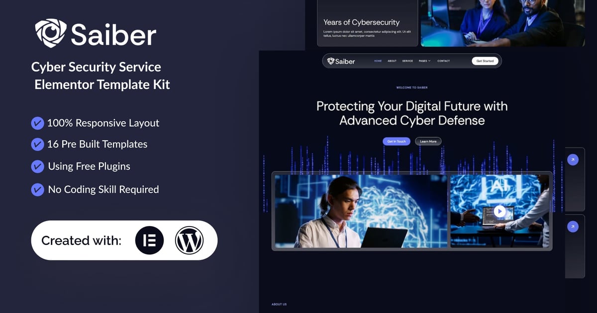 Saiber - Cyber Security Service Elementor Template Kit