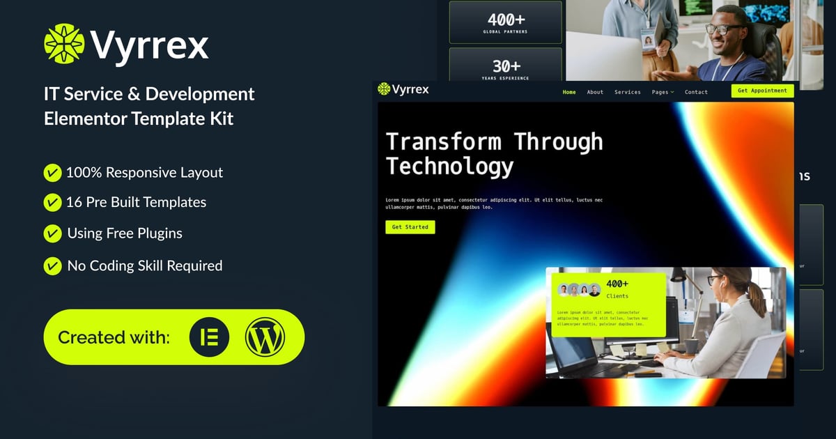 Vyrrex - IT Service & Development Elementor Template Kit