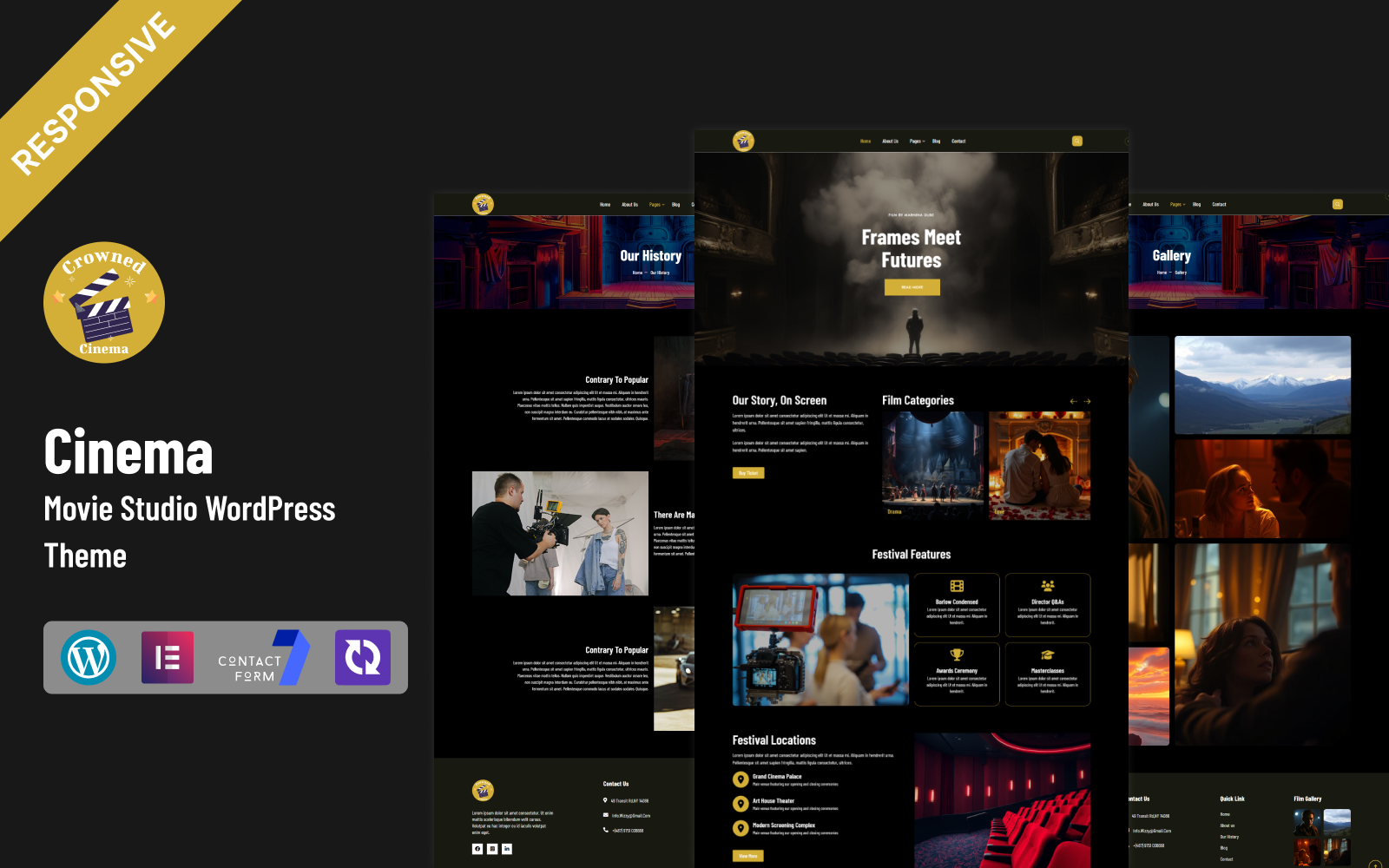 CrownedCinema - Cinema And Movie Studio Multipurpose WordPress Elementor Theme WordPress Theme