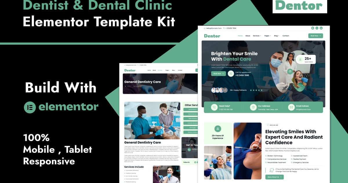 Dentor - Dentist & Dental Care Elementor Template Kit