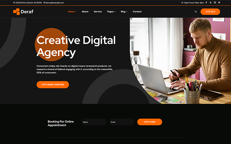 Deraf - Corporate Responsive Elementor WordPress Theme