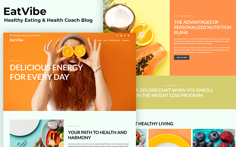 EatVibe – Healthy Eating & Health Coach Blog Template for WordPress WordPress Theme