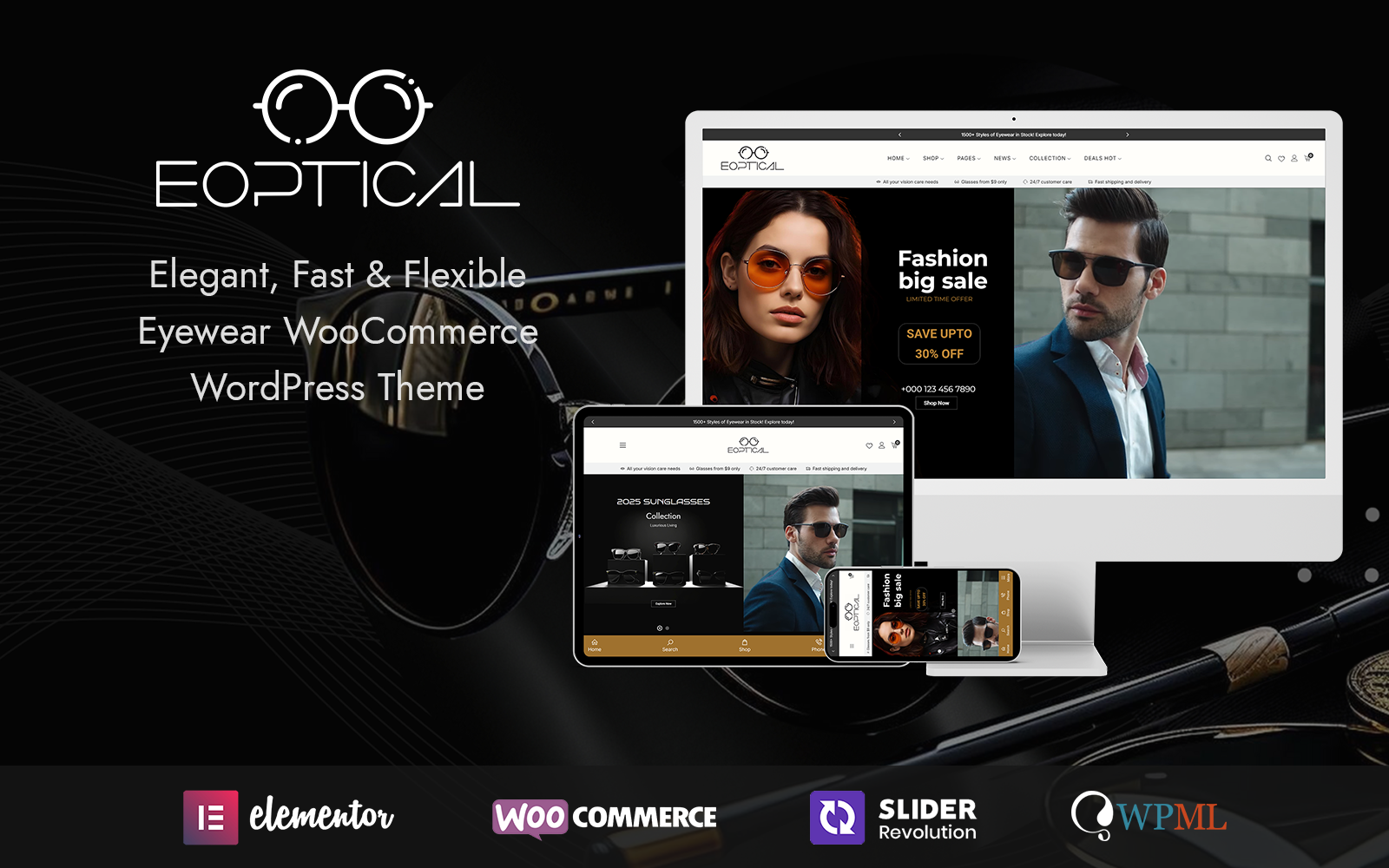 eOptical – Eyeglasses and Sunglasses Store WordPress WooCommerce Theme
