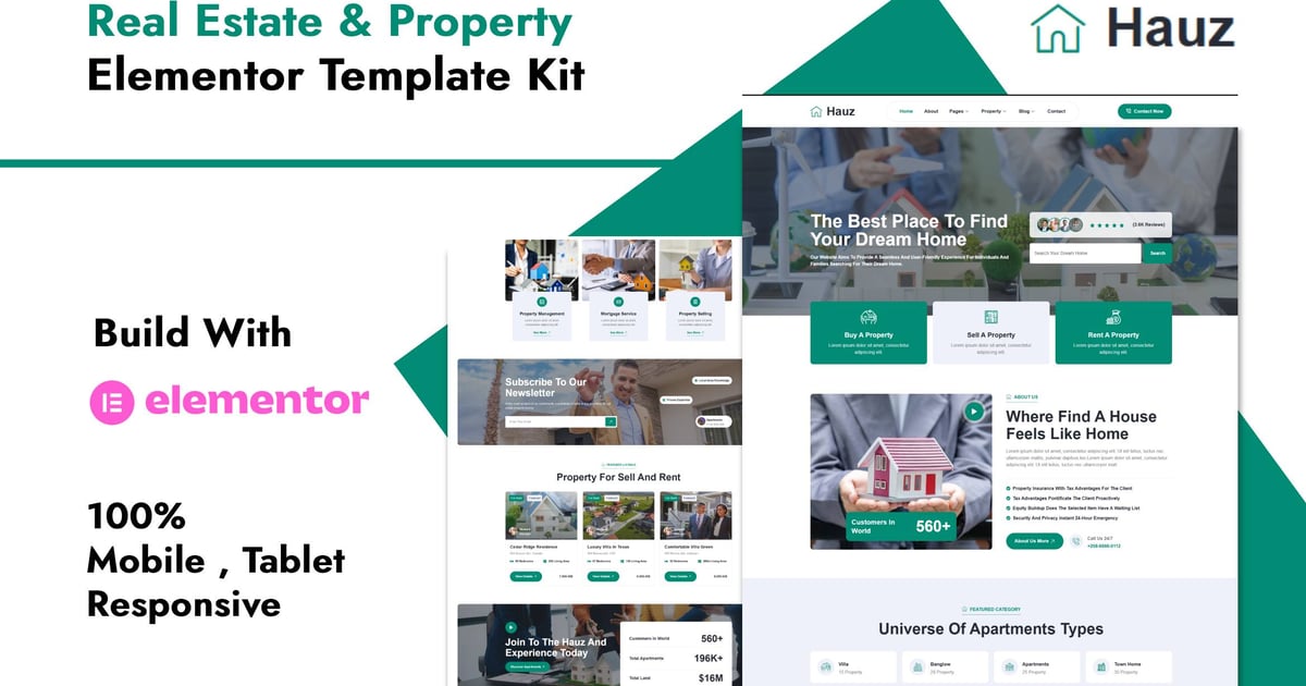 Hauz - Real Estate & Property Elementor Pro Template Kit