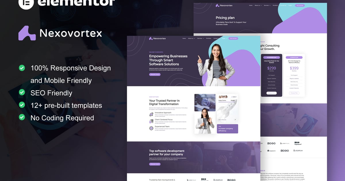 Nexovortex - Software Company Elementor Pro Template Kit