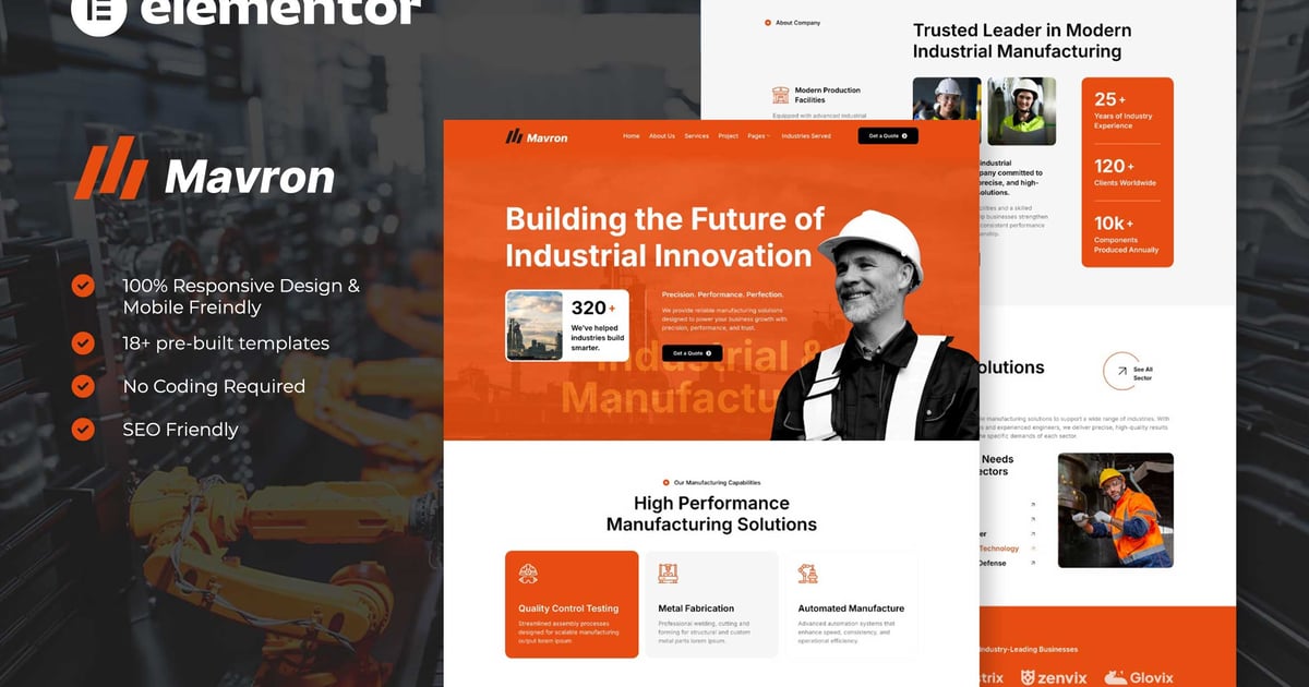 Mavron - Industrial & Manufacturing Elementor Template Kit