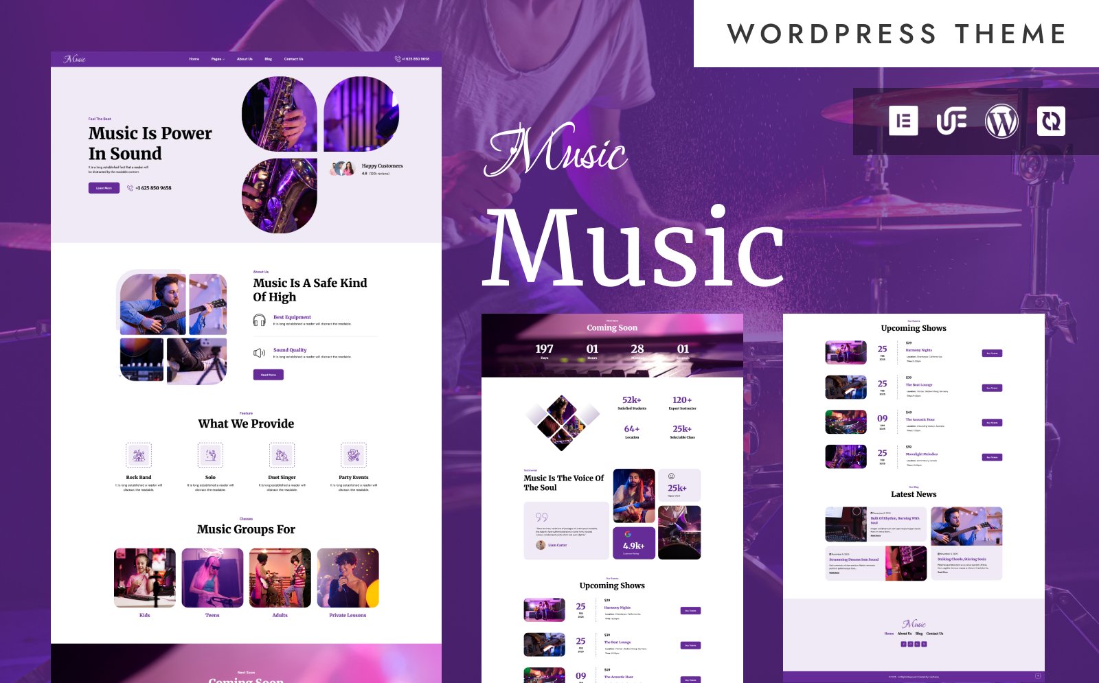 Music - Music Band Website WordPress Elementor Theme WordPress Theme