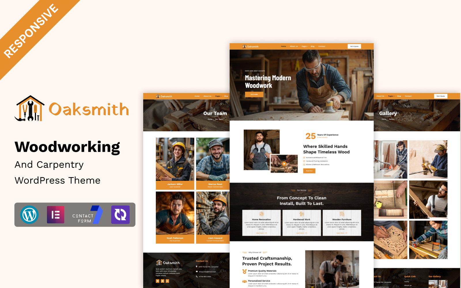 Oaksmith - Handyman Woodworking And Carpentry Multipurpose WordPress Elementor Theme WordPress Theme