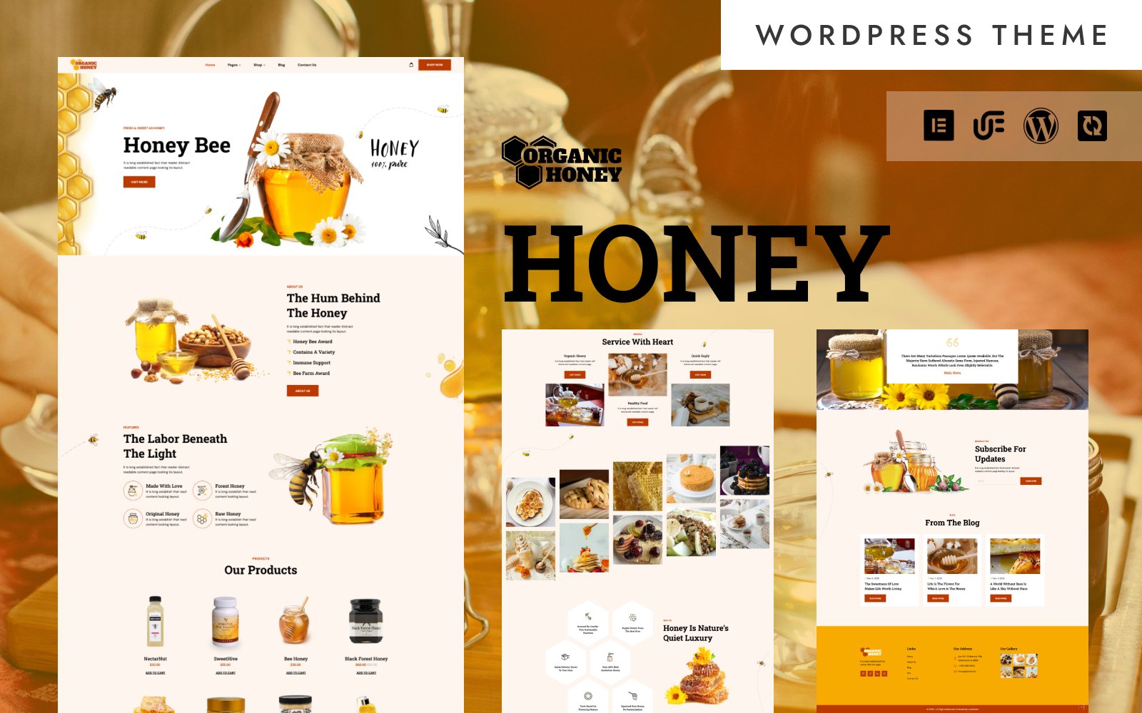 Organic Honet - Honey Farm and Beekeeping Store WooCommerce WordPress Elementor Theme WordPress Theme