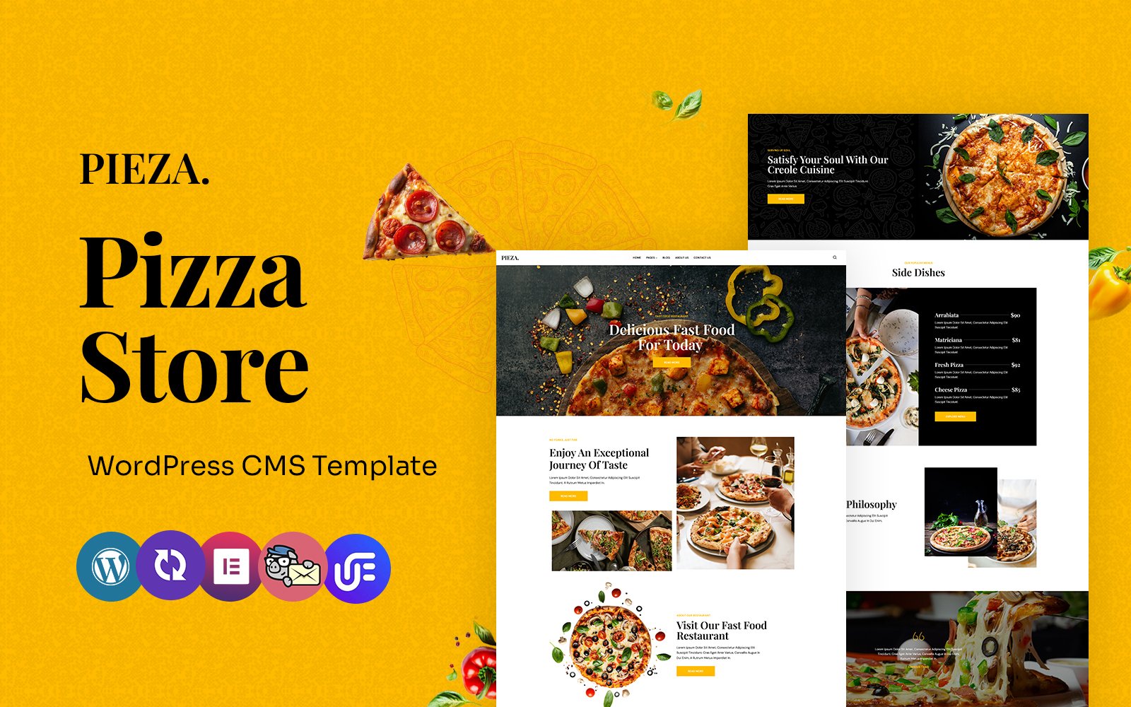Pieza - Pizza And Fast Food WordPress CMS Elementor Template WordPress Theme