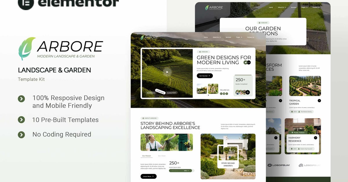 Arbore - Landscape & Garden Elementor Template Kit