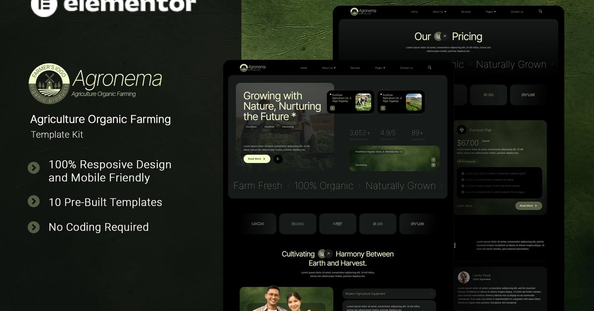 Agronema - Agriculture Organic Farming Elementor Template Kit