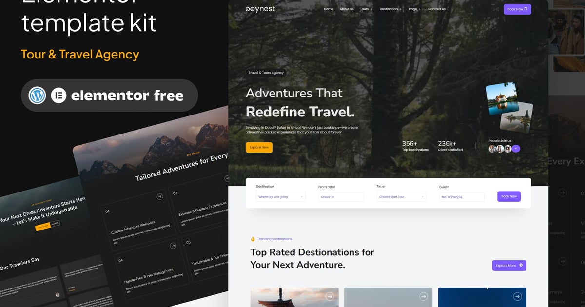 Odynest - Travel & Tour Agency Elementor Template Kit