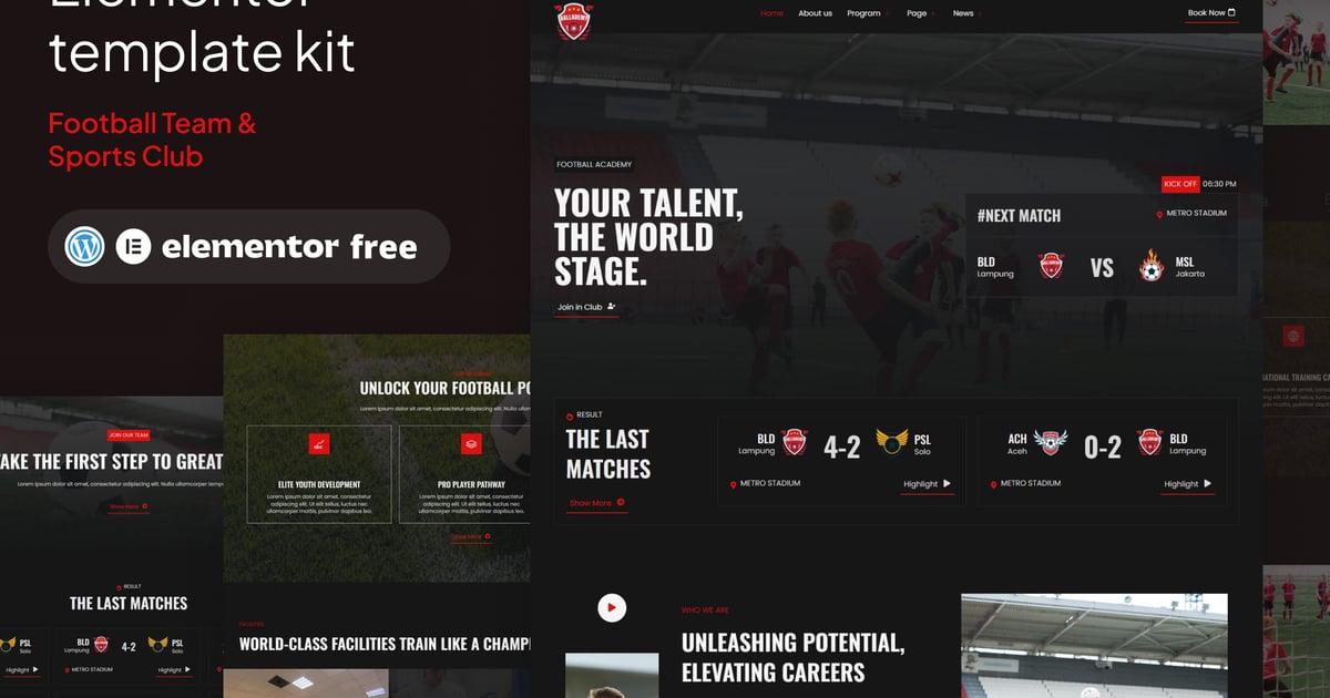 Ballademy - Football Team & Sports Club Elementor Template Kit