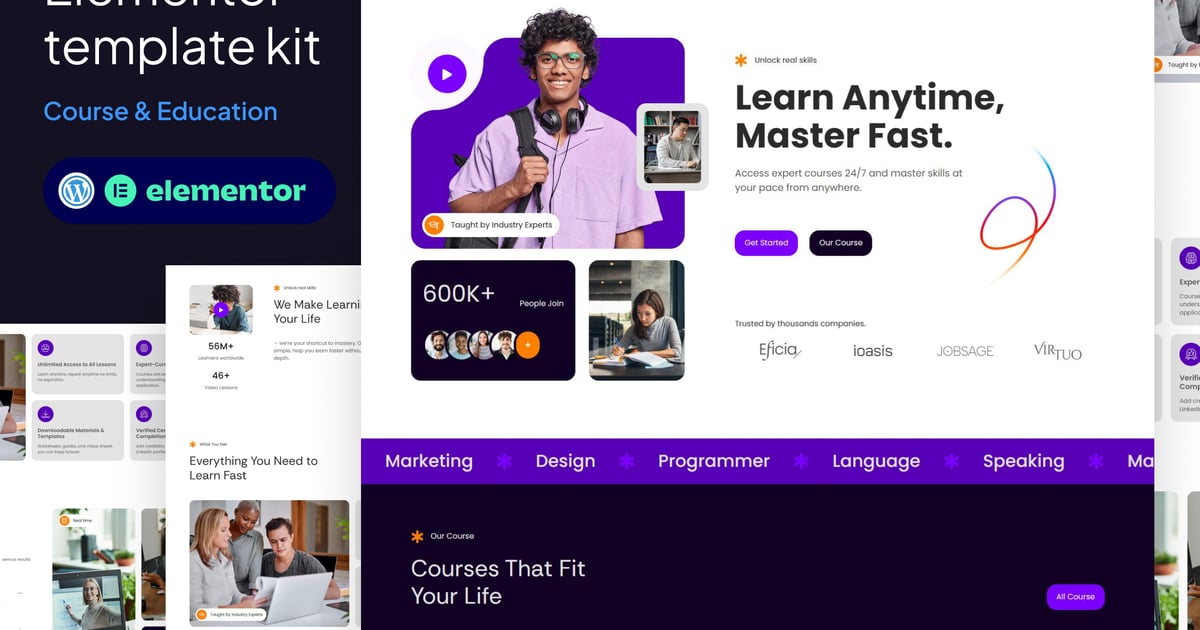 Skilloost - Ecourse & Education elementor Template kit