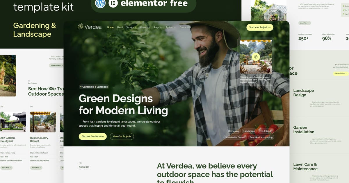 Verdea - Landscaping & Gardening Elementor Template Kit